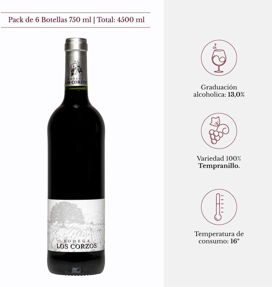 51W2w1OsSzL._AC_SL1001_ Vino Tinto Recomendado Los Corzos Pack de 6 botellas de 750 ml