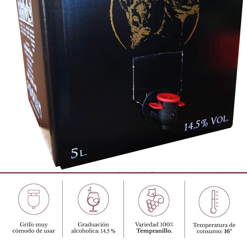 Bag-in-Box-Tinto-5L-Tinto-Premium-Grifo Lote 24 Bag in Box 5L Vino Tinto PREMIUM 14,5 % Vol Bodega Los Corzos